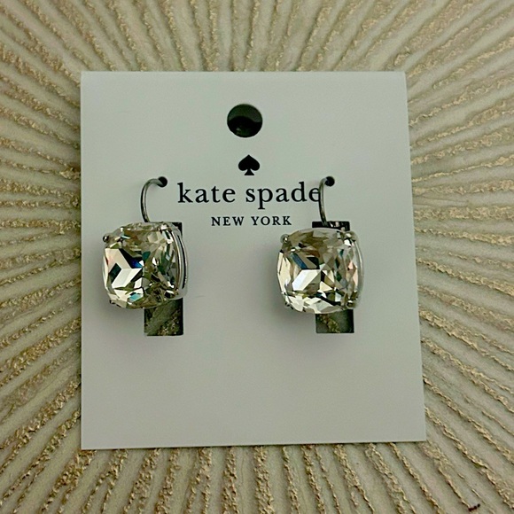 Kate Spade ♠️ New York Silver Dangle Cushion CZ Earrings - Picture 1 of 3